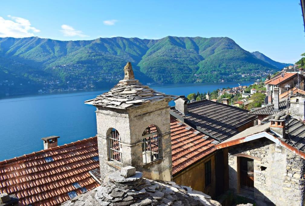 Romantic Home Stone With Amazing View Lake Of Como And Oleandra ลาโญ ภายนอก รูปภาพ