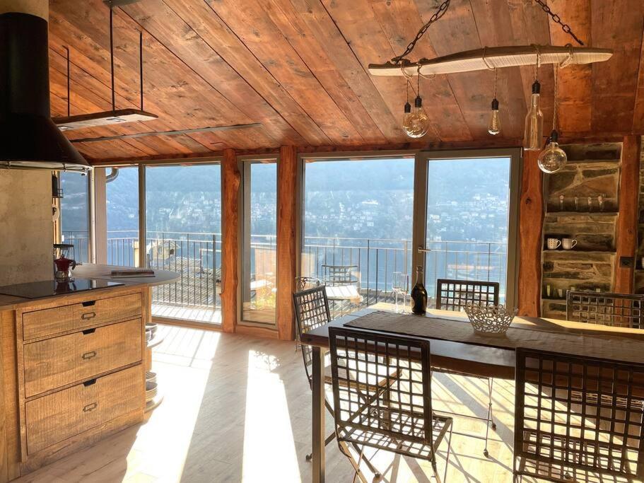Romantic Home Stone With Amazing View Lake Of Como And Oleandra ลาโญ ภายนอก รูปภาพ